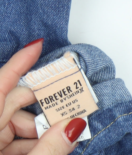 Forever 21 Women’s Blue Denim Short Sleeve Skater Dress XS