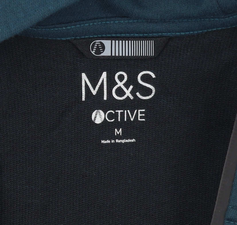 Marks & Spencer Men's Blue Full Zip Hoodie M Fleece Lightweight