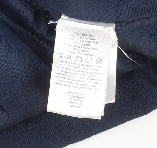 Additional view of Andy & Evan boys’ blue hooded parka coat, size 11-12, years polyester winter jacket