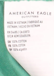 American Eagle Men's Green Graphic Crew Neck Cotton T-Shirt Size M