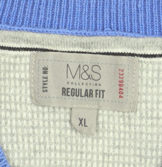 Marks & Spencer Men's Blue V-Neck Regular Fit XL Knit Sweatshirt
