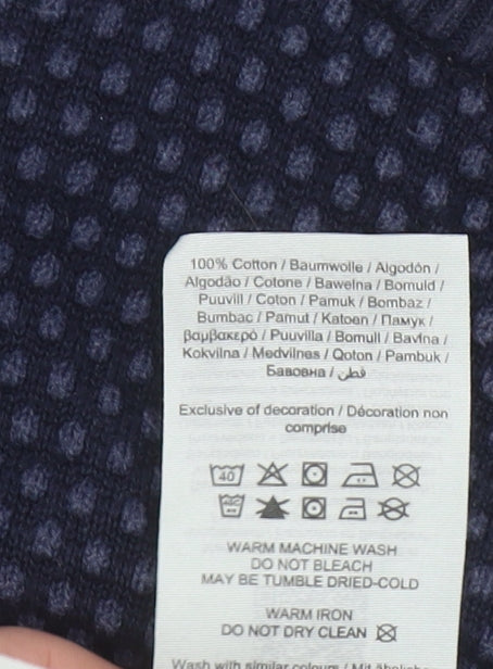 Jack & Jones Men's Blue Cotton Waffle Knit Jumper Size L