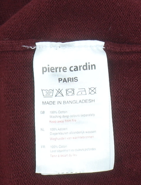 Pierre Cardin Men Red Cotton V-Neck Jumper Size M Classic Fit