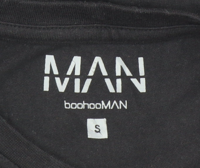 boohooMAN Men's Black & Red Colourblock Crew Neck T-Shirt Size S