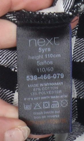 Next Girls Black Check Cotton Button-Up Shirt 5 Years