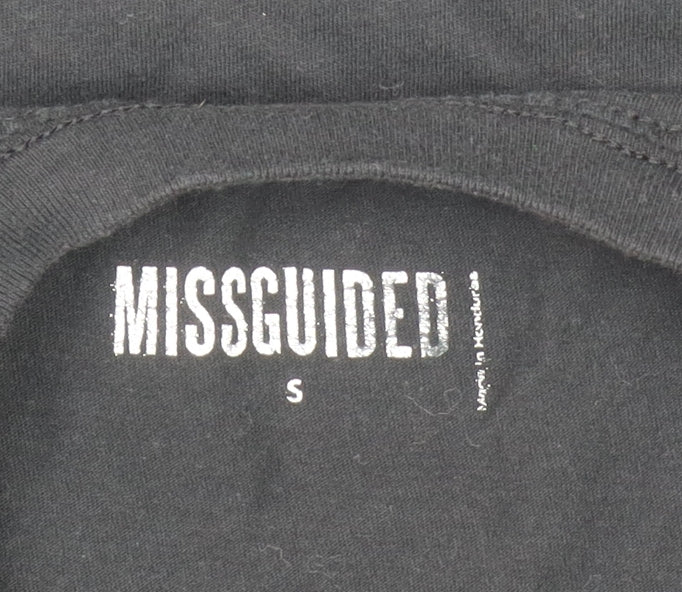 Missguided Women's Black S Short Sleeve Cotton Graphic T-Shirt