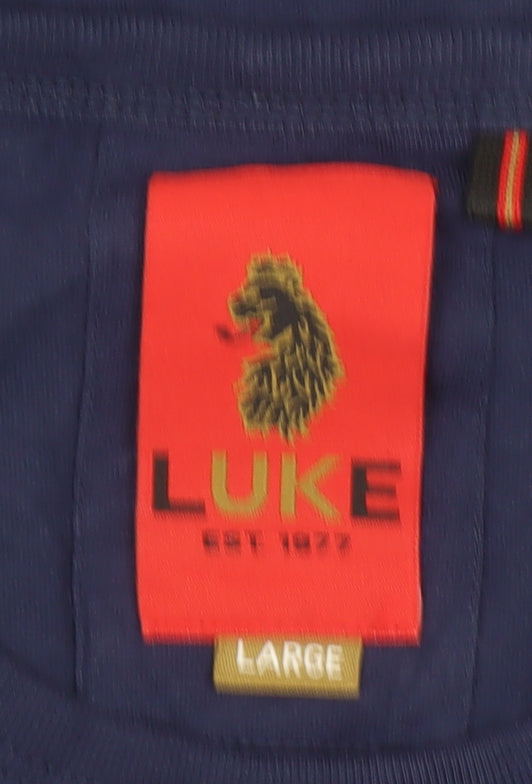 Luke Men’s Blue Crew Neck Short Sleeve Cotton T-Shirt Size L
