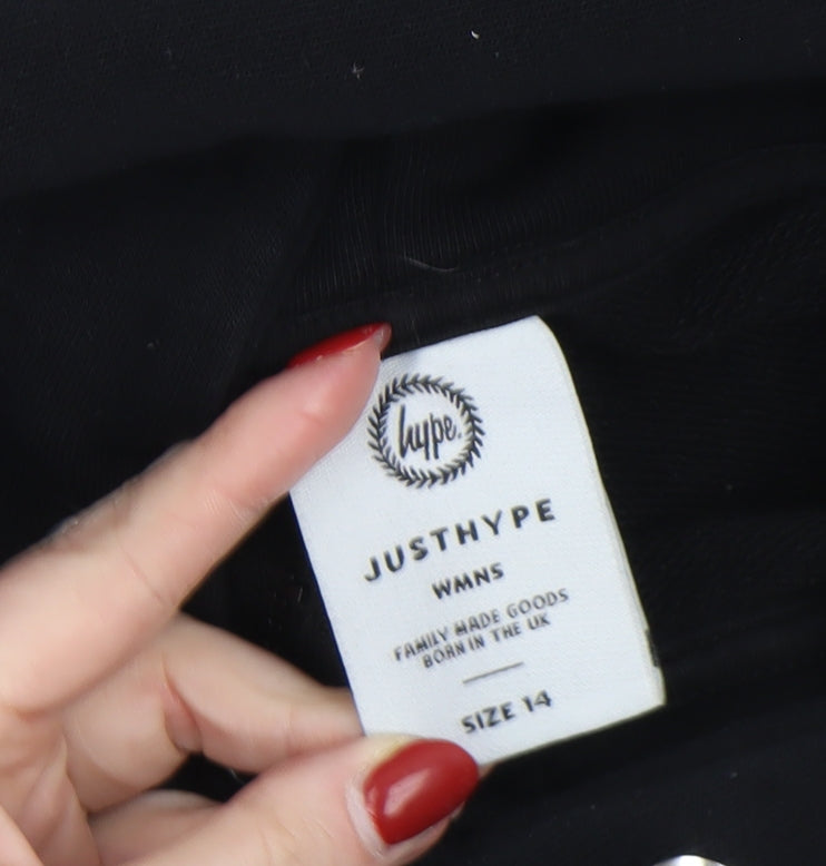 Hype Unisex Black Full Zip Hoodie Size 14 Cotton Blend