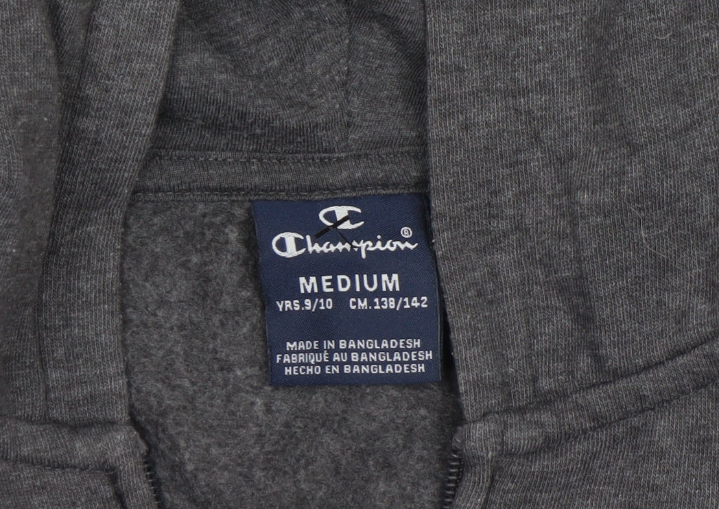 Champion Boys Grey Full Zip Hoodie Medium 9-10 Years Cotton Blend