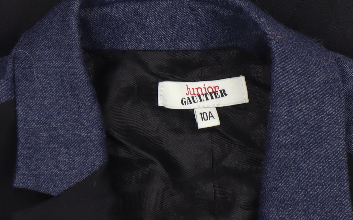 Junior Gaultier Boys Black Wool Blend Single-Breasted Blazer 10 Years
