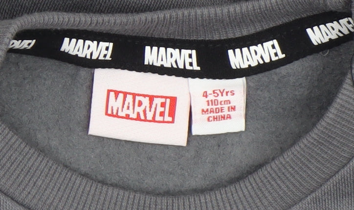 Marvel Boys Grey Spiderman Sweatshirt 4-5 Years Pullover Crew Neck