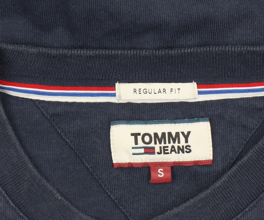 Tommy Jeans Men's Blue Regular Fit Cotton Logo T-Shirt Size S