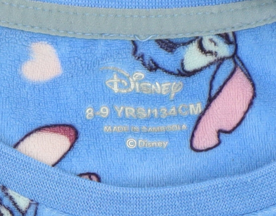 Disney Girls Blue Lilo & Stitch Fleece Pyjama Set 8-9 Years Long Sleeve