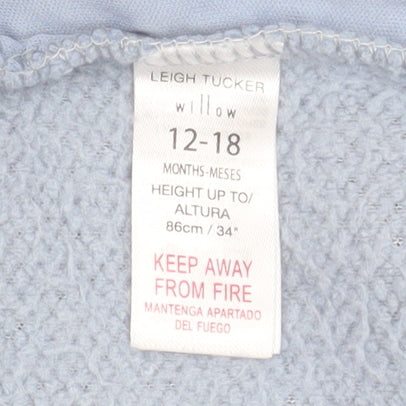 Leigh Tucker Willow Blue Fleece Baby Jacket 12-18 Months Lined Floral Trim