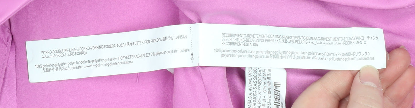 Bershka Women Pink Faux Leather Blazer Jacket Size S