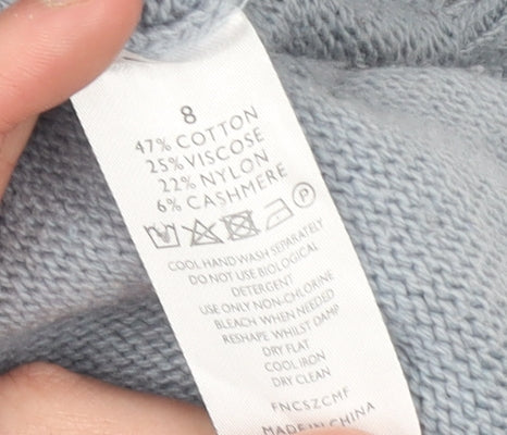 The White Company Women Blue Roll Neck Zip Jumper Size 8