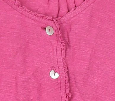 Adini Women’s Pink Cotton Button Blouse Size S 3/4 Sleeve Tunic Top