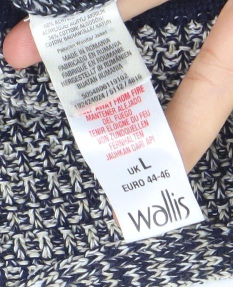 Wallis Women’s Blue Chunky Knit 3/4 Sleeve Cardigan L