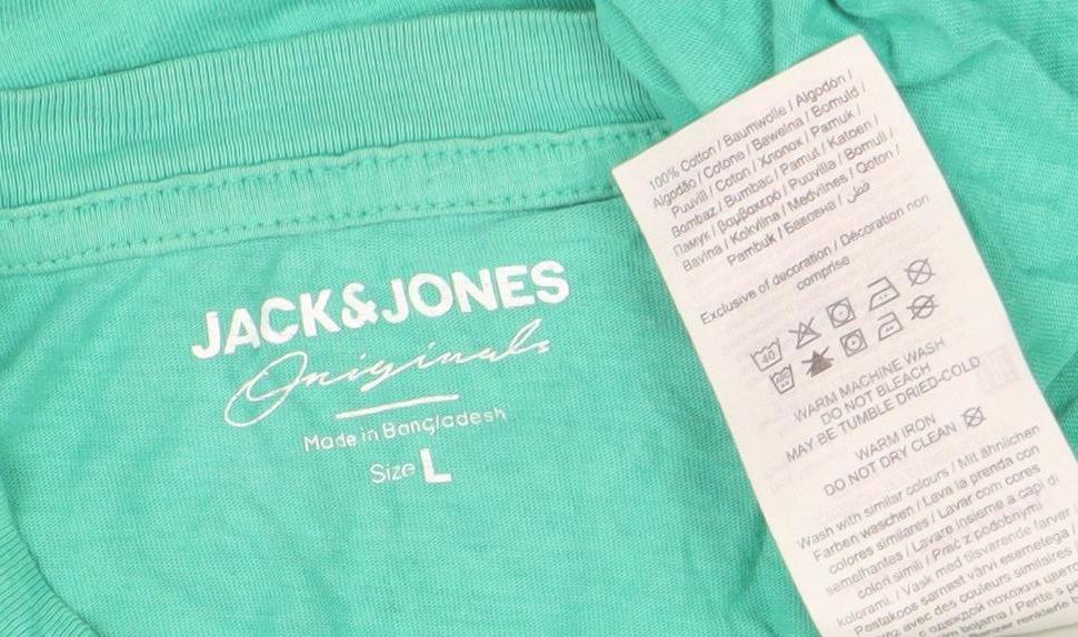 Jack & Jones Men’s Green Logo Graphic Cotton T-Shirt Size L
