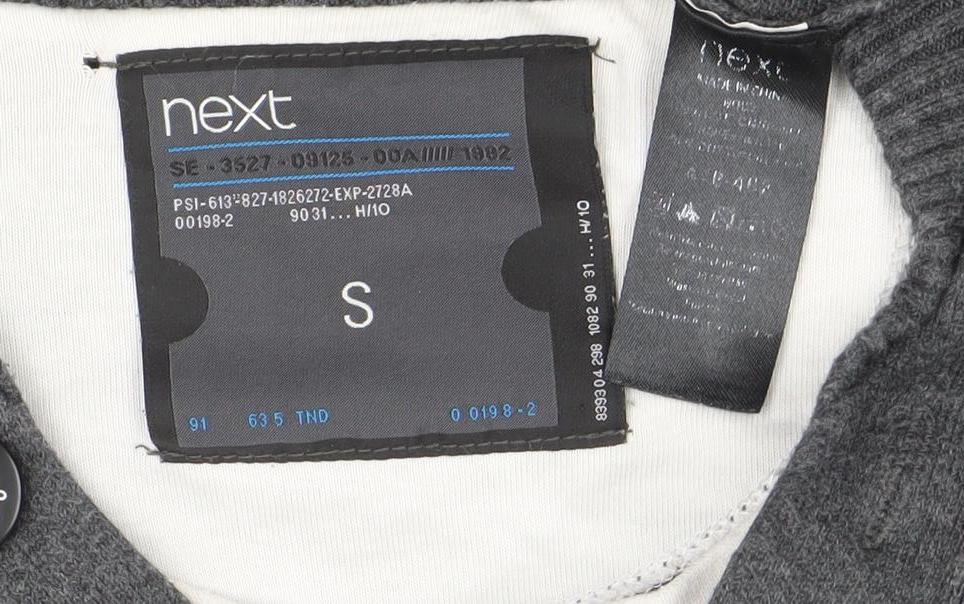 Next Men’s Grey V-Neck Button Detail Cotton Cashmere Jumper Size S