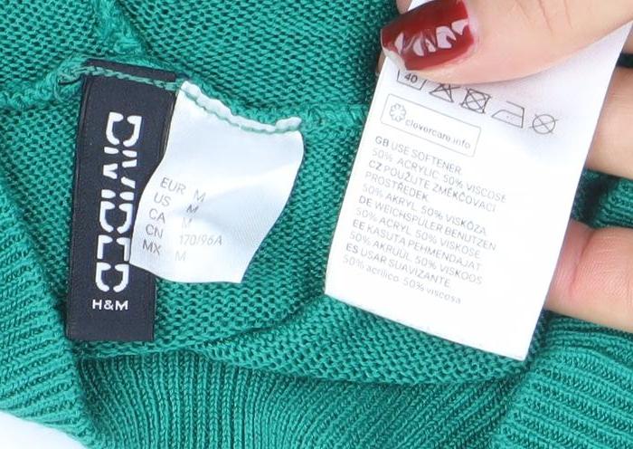 H&M Divided Womens Green M Pullover Hoodie Lightweight Knit