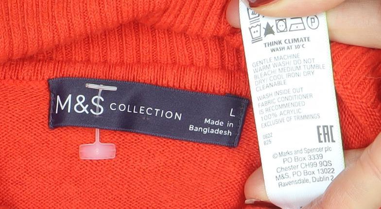 Marks & Spencer Women’s Red Roll Neck Acrylic Jumper Size L