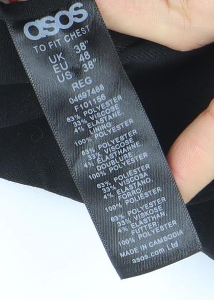 ASOS Women Black Regular Fit Suit Jacket Size UK 10 Classic Blazer