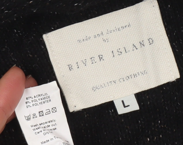 River Island Women’s Black Knit Open Cardigan Size L