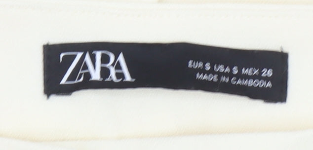 ZARA Women Ivory Slim Tapered Trousers S Stretch Casual