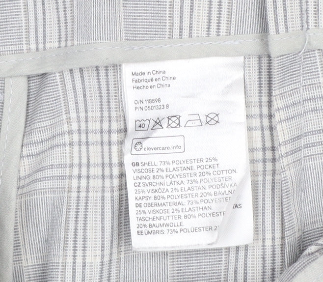 H&M Womens Grey Check Paperbag Trousers Size 8 Regular Fit
