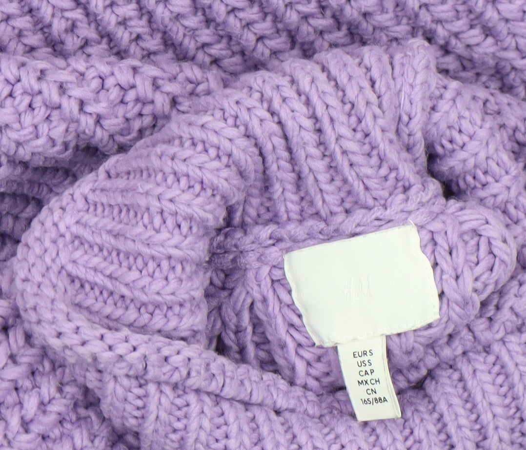 H&M Women’s Purple Chunky Roll Neck Relaxed Fit Jumper Size 8