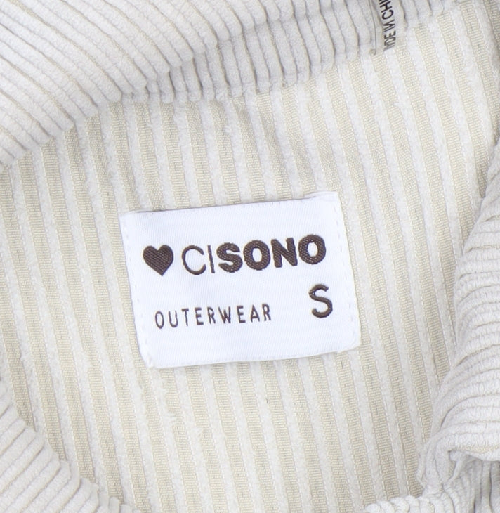 CISONO Womens Beige Corduroy Shirt Jacket Size S Casual Outerwear