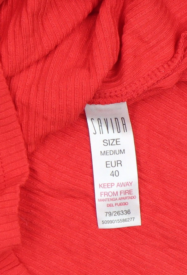 Savida Women’s Red Off Shoulder Slim Fit Jersey Blouse Size 12