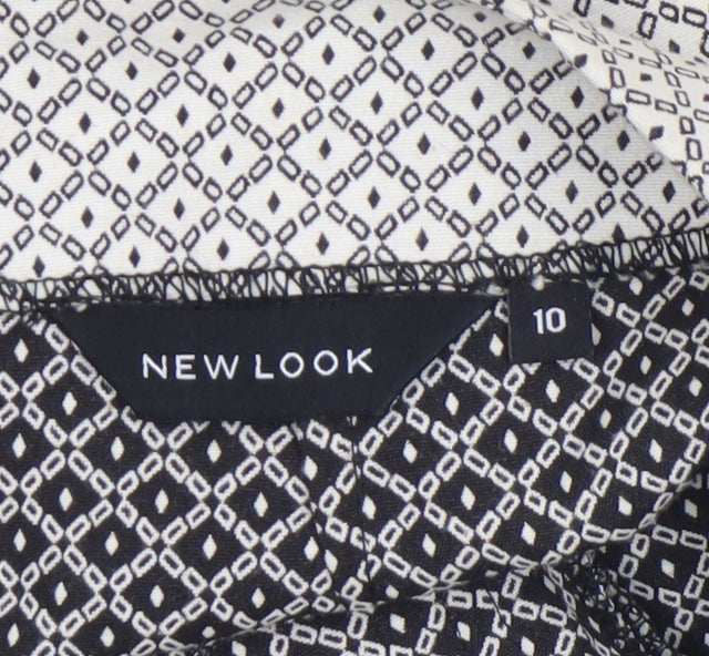 New Look Women’s Black Geometric Knee Length Pencil Skirt Size 10