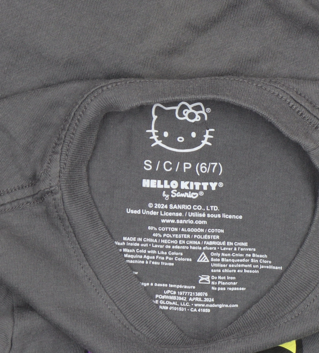 Sanrio Girls Grey Hello Kitty Graphic T-Shirt 6-7 Years Cotton Blend