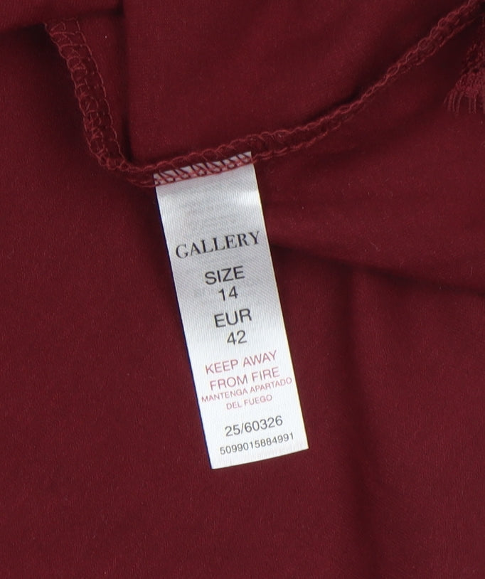 Gallery Women's Burgundy Lace Long Sleeve Blouse Size 14