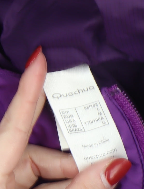 Quechua Womens Purple Hooded Puffer Jacket Size M Winter Outdoor Coat