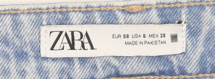Zara Womens Blue High Rise Mom Jeans Size 10 Relaxed Fit Denim