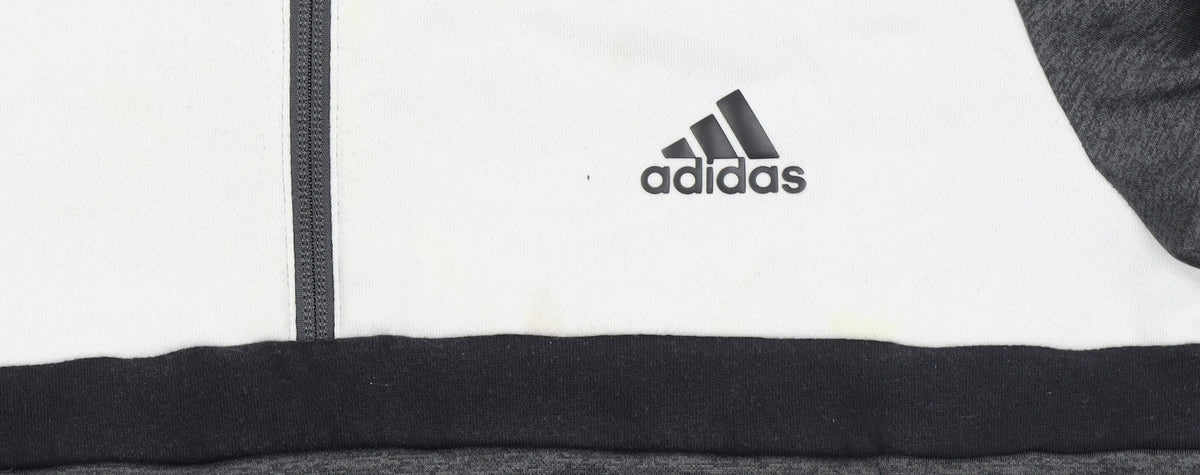 Adidas Boys Grey & White 1/4 Zip Hoodie Sweatshirt 13-14 Years