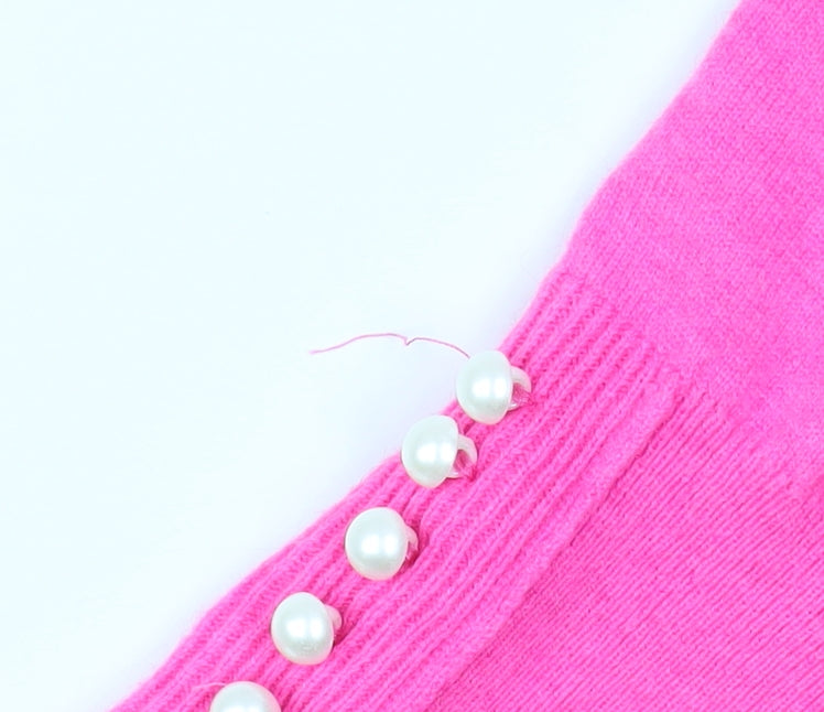 Savida Womens Pink Crew Neck Button Detail Long Sleeve Jumper Size 10