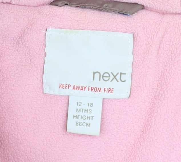 Next Girls Brown Butterfly Puffer Coat Hooded Winter Jacket 2 Years