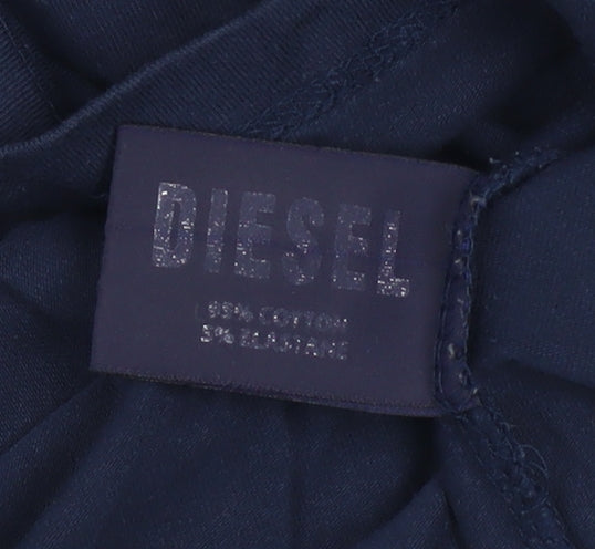 Diesel Men’s Blue White Colourblock Cotton T-Shirt Size S