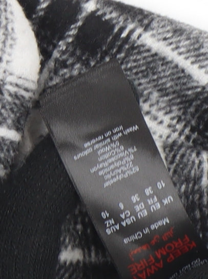 Boohoo Womens Black Check 3/4 Sleeve Shirt Dress Size 10