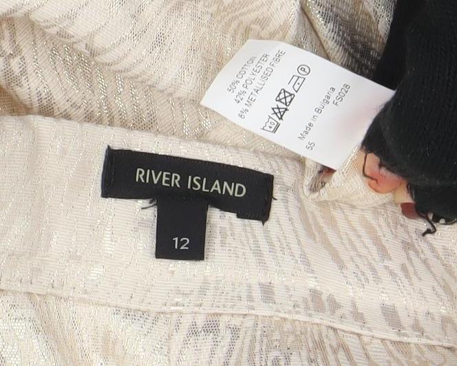 River Island Women’s Beige Size 12 Pencil Jacquard Skirt
