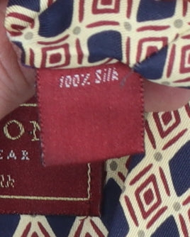 Burton Mens Beige Geometric Pure Silk Designer Tie One Size