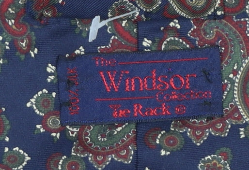 The Windsor Collection Men's Blue Paisley Silk Tie