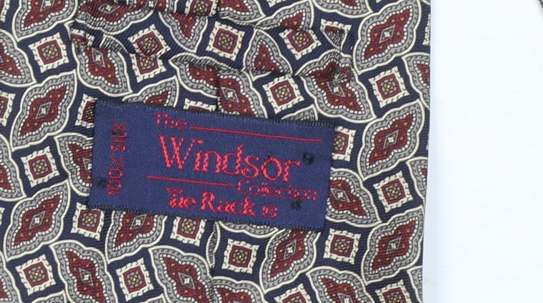 Windsor Collection Men's Beige Geometric 100% Silk Tie