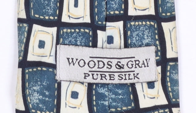 Woods & Gray Men's Aqua Geometric Pure Silk Tie