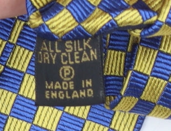 Joseph Turner Men's Blue and Gold Checked Pure Silk Tie