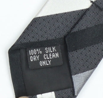 Dehavilland Men's Grey Striped 100% Silk Woven Tie